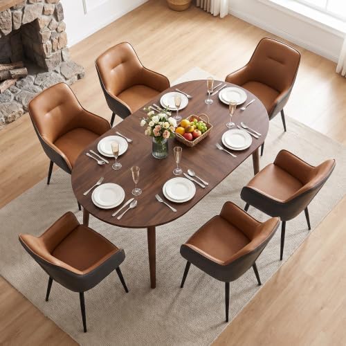 TUKAILAi Dining Chairs Set of 2, Faux Leather Dining Chairs with Arms, Uphols...