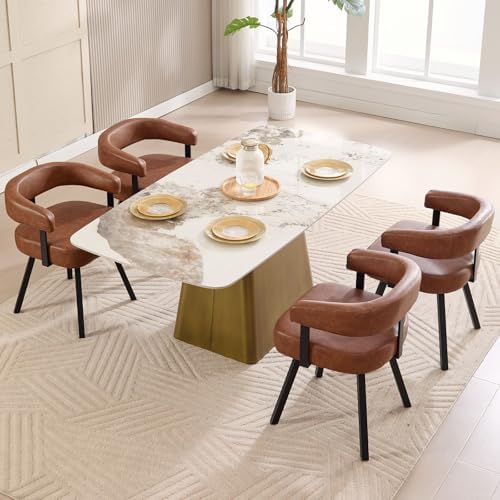LukeAlon PU Leather Dining Chairs Set of 4, Simple Upholstered Side Chair wit...