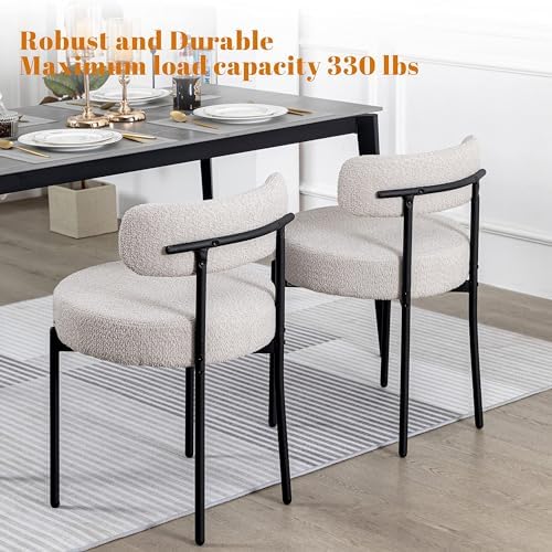DYHOME Boucle Dining Chairs Set of 4, Upholstered Dining Room Chairs Grey