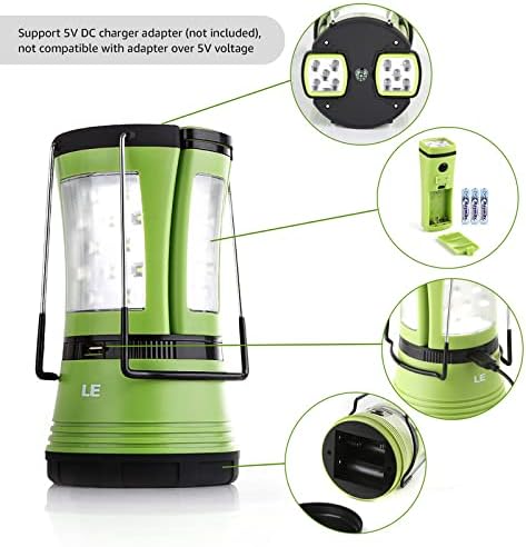 LE LED Camping Lantern Rechargeable, 600LM, Detachable Flashlight, Camping Es...