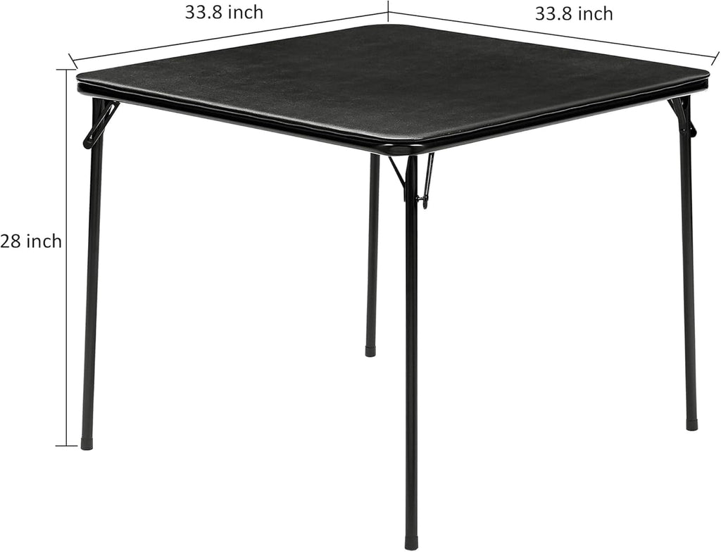 VECELO 5-Piece Folding Card Table Square and Chair Set with Collapsible Legs & Vinyl Upholstery,Portable for Indoor & Outdoor, Black & Dark Grey