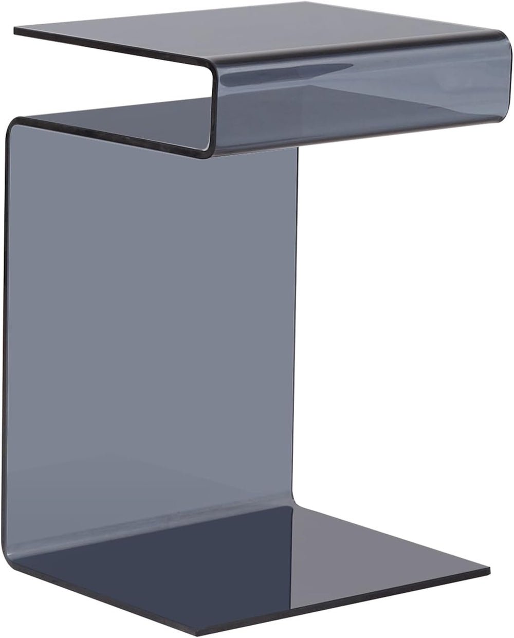 Glass Nightstand End Table, Modern S-Shape Bedside Table for Bedroom, Small G...