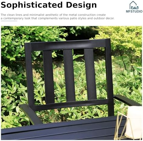 MFSTUDIO Outdoor Table and Chairs Set for 4,37“ Square Metal Table&Chairs