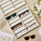 2 Pcs Sunglass Organizer Trays Glasses Stackable Jewelry Trays Sunglass Organizer Display Box (12 Grids,Beige)