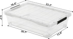 25 Quart Under the Bed Low Profile Storage Boxes, 4Pack Easy Rolling Under Bed Storage Containers Organizer for Clothes, Blankets, Shoe