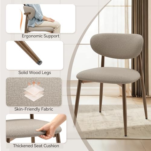 MALOL Upholstered Curved Back Dining Chairs Set of 2, Camel