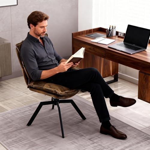 Swivel Dining Chairs Set 4,Mid-Century Modern PU Upholstered with 360°AUTO Sw...