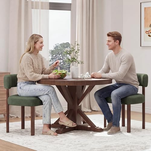 Wooden Dining Chairs Set of 4, Upholstered Kitchen Chairs with Solid Wood Leg...