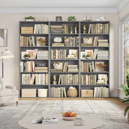 FOTOSOK 6 Tier Tall Bookshelf Bookcase with Open Display Shelves, Dark Gray