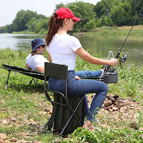 Portal Backpack Cooler Chair with Backrest, Portable Folding Stool