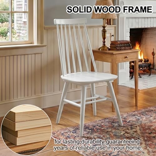 DUHOME White WoodenDining Chairs Set of 4 Wood Dining Room Chair Slat Windsor...