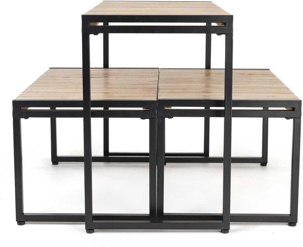 Displays2go Rustic Nesting Display Tables, Set of 3 | Natural Finish Slatted ...