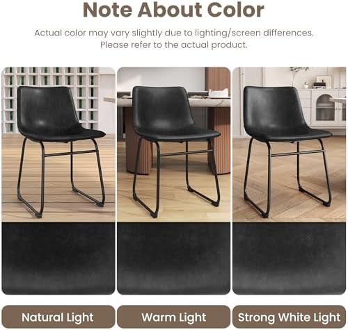 REONEY Dining Chairs Set of 6, 18" PU Leather Dinner Chairs, Black