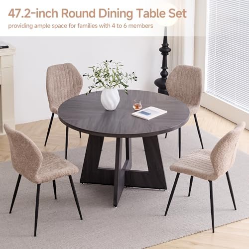 47 in Round Dining Table Set for 4, Kitchen Table and Chairs