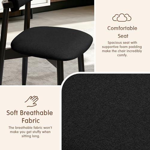 CHUN YI Dining Chairs Set of 4, Upholstered Solid Wood Dining Room Chairs, Mi...