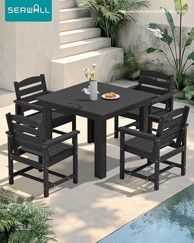 SERWALL HDPE Outdoor Square Dining Set for 4