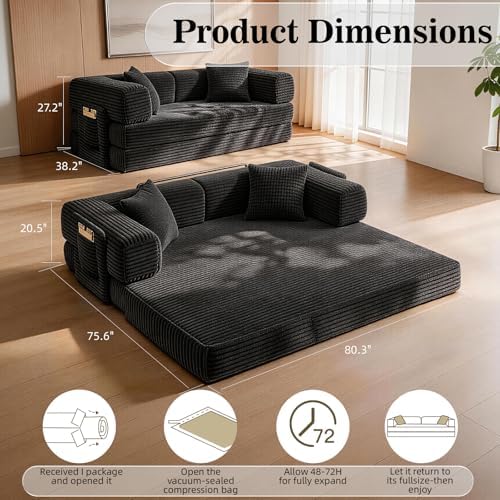 AUGOP Futon Sofa Bed Couch for Living Room,Pull Out Couch with Sleeper Sofa,D...