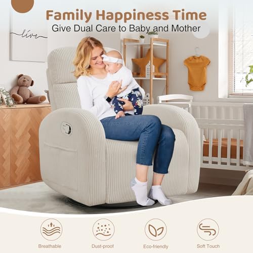 Manual Swivel Rocker Recliner, Small Recliners for Small Spaces