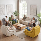 Comfy Reading Chair for Adults, Modular Sectional Sofa Bean Bag Chair, Cloud Boneless Couch Style with High Rebound Foam, Single Seat Compressible Sofa for Living Room & Bedroom, Yellow