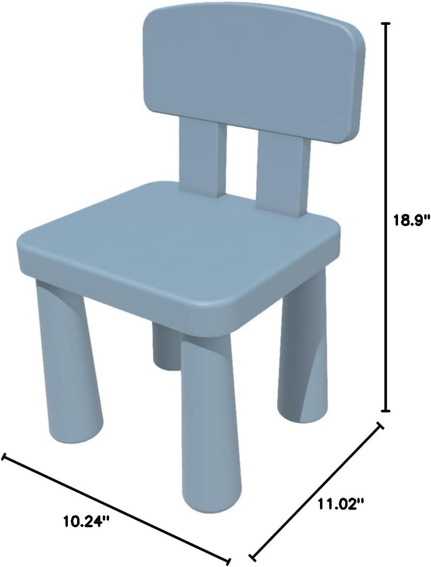Blue Kids Chair for Table Lightweight for Move | Ergonomic Toddler Chair with Back Support, Durable, Dining & Playroom, Ages 1–5, Blue
