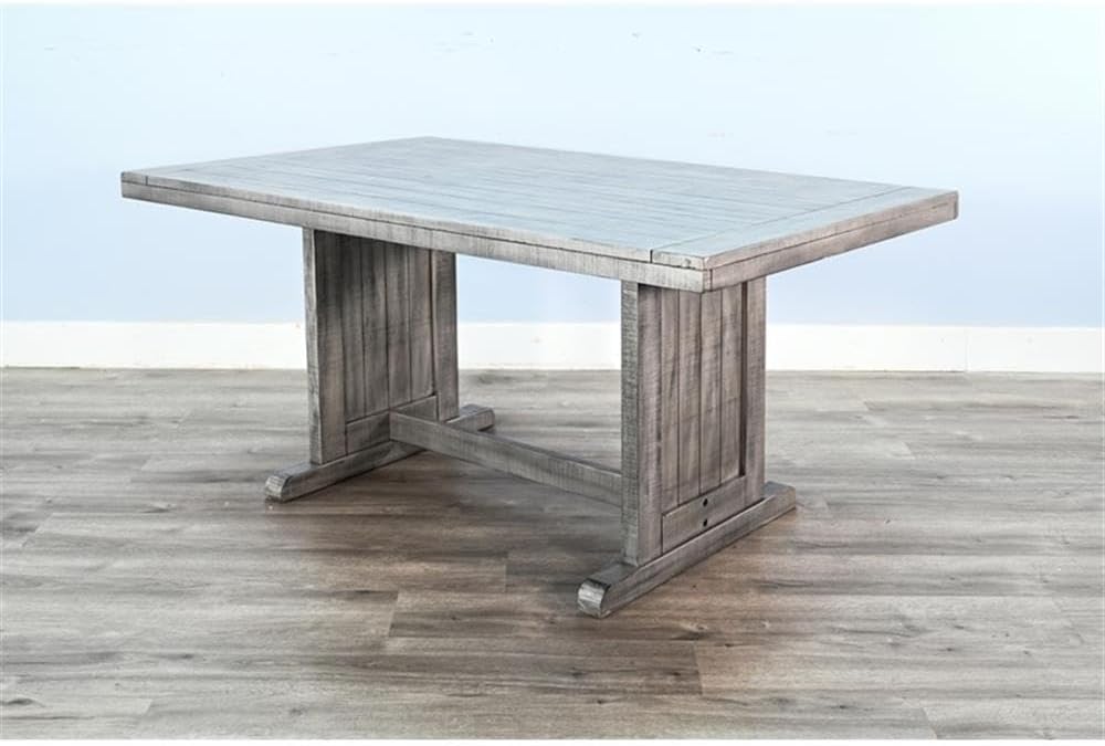 Pemberly Row Contemporary Wood Rectangular Dining Table, Gray Finish, 30'...