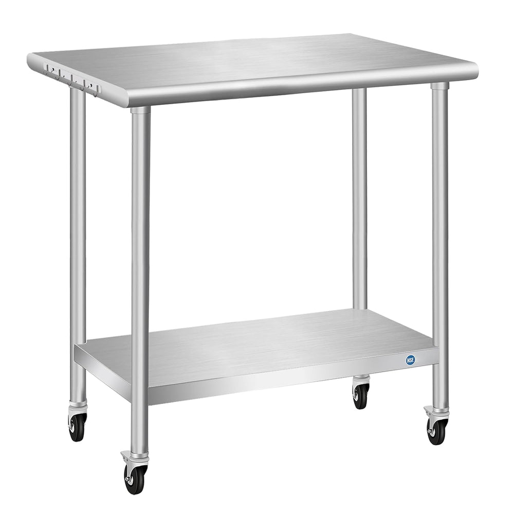 Stainless Steel Table with Wheels, Stainless Table for Prep & Work, 30 x ...