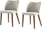 Dining Chairs Set of 2, Upholstered Kitchen Dining Room Chair Set Morden Accent Side Dinner Chair with Curved Padded Back Wood Legs for Restaurant/Cafe, Grey