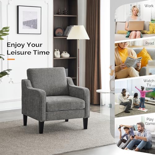 VINGLI Accent Chair, Chenille Upholstered Armchair, 380 LBS, Living Room