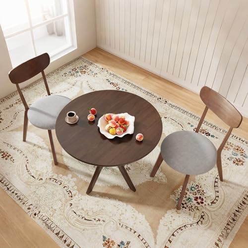 ERGOMASTER 3-Piece Dining Table Set for 2, 36" Kitchen Round Table with ...