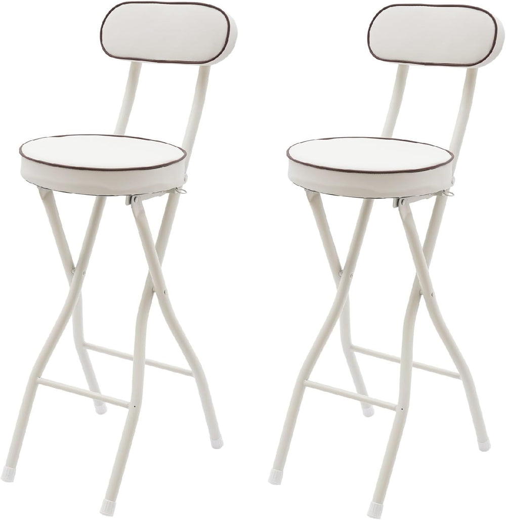 LOYALHEARTDY 2 Pcs Folding Stool, 25.6 in Cushioned Padded Folding Stool Port...