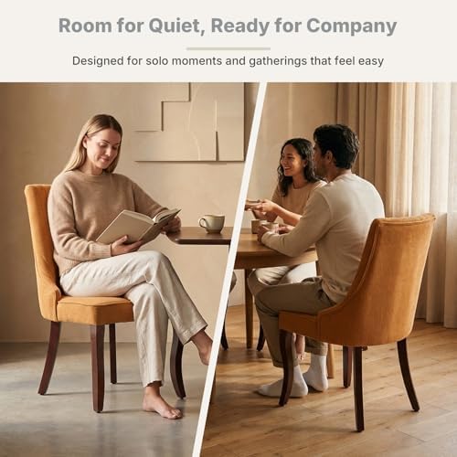 Upholstered Dining Chairs Set of 6, High Back Side Chairs for Kitchen and Din...