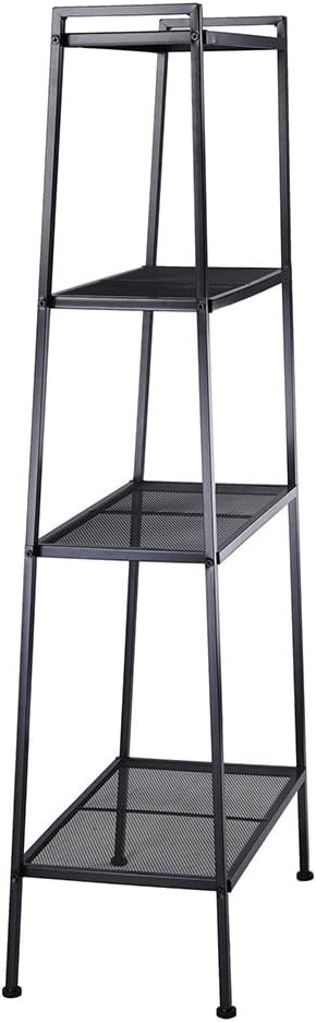 Yescom 4 Tier Metal Ladder Shelf Bookshelf Bookcase Leaning Storage Rack A Frame Corner Display Plant Vertical Black