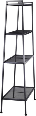 Yescom 4 Tier Metal Ladder Shelf Bookshelf Bookcase Leaning Storage Rack A Frame Corner Display Plant Vertical Black