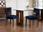 Soft Padded Dining Chairs Set of 4, Modern Farmhouse Upholstered Chairs with Linen Fabric & Rubber Wood Legs, Ergonomic Armless Seats for Dining Room Kitchen Living Room (Blue)