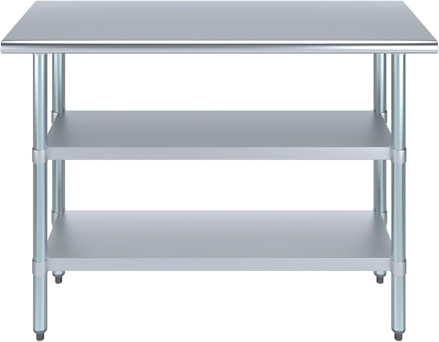 48" Long X 18" Deep Stainless Steel Work Table with 2 Shelves | Metal Food Prep Station | Commercial & Residential NSF Utility Table