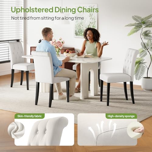 Welzona Upholstered Dining Chairs Set of 4, Button Tufted Parsons Dining Chai...