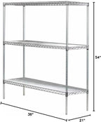 Omega 21" Deep x 36" Wide x 54" High 3 Tier Chrome Starter Shelving Unit
