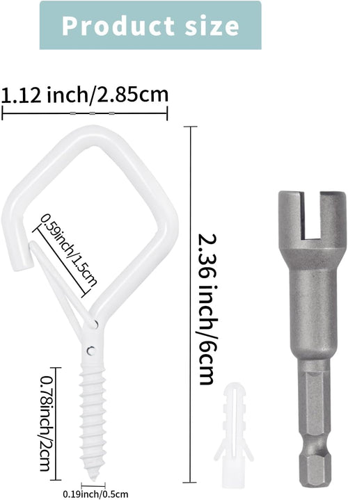 100 PCS White Eye Screw Hooks for Hanging Heavy Duty with Safety Buckle.Metal Ceiling Hooks for Hanging Plants Cup Wind Chime Bird Feeders Patio Lights at Indoor&Outdoor