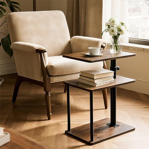 Faesun 360° Swivel Side Table for Height Adjustable, C Shaped End Table for C...