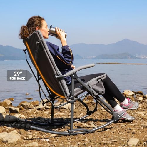 Portal Oversized Padded Folding Rocking Camping Chair Outdoor 400 LBS | Padde...