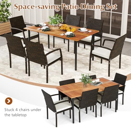 HAPPYGRILL 7-Piece Patio Dining Set Outdoor Rattan Wicker Furniture Set with ...
