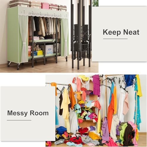 Canvas Wardrobe 85x50x172cm Wardrobes for Bedroom,Portable Wardrobe,1 Hanging...