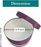 Sarah's Hat Boxes Classic Amethyst Hat Box – 14.75" x 7.5" (Dia. x Ht.) Handmade in USA – Odorless Non-Toxic Adhesive, Cording Handle – Premium Storage for Hats & Accessories