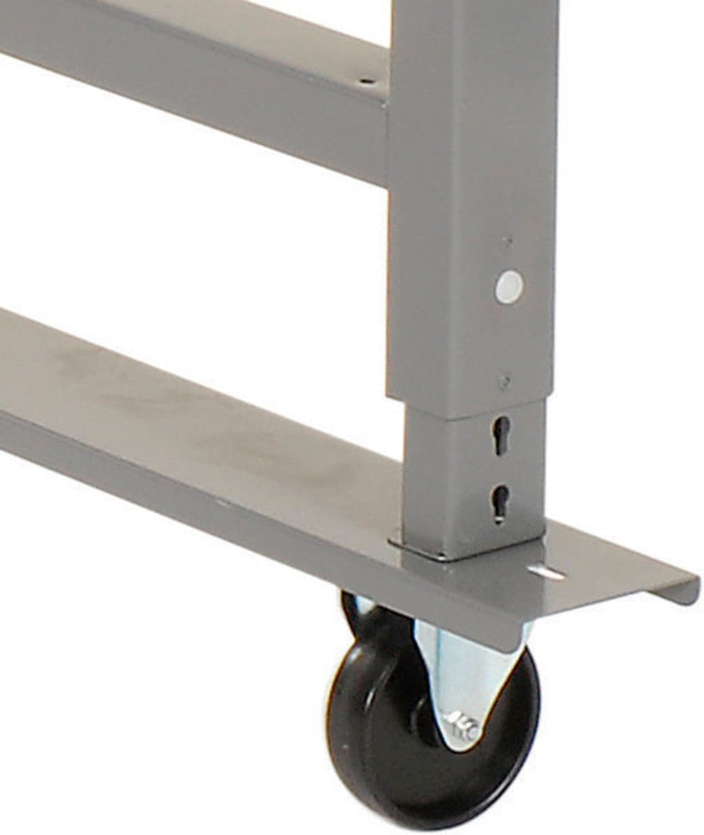 Global Industrial Mobile Adjustable Height Workbench, Maple Butcher Block Square Edge, 72" W x 30" D, Gray