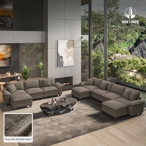HERA'S HOUSE 158" Oversized Modular Sectional U Shaped Sofa,Chenille...