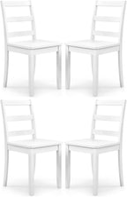 COSTWAY Wooden Dining Chairs Set of 4, Mid-Century Modern Armless Kitchen Side Chairs with Curved Backrest and Rubber Wood Legs for Home Dining Room, Kitchen, Restaurant (White)
