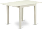 East West Furniture 1NDEN3-LWH-06 3 Piece Dining Table Set Contains a Rectangle Dinner Table with Dropleaf and 2 Dark Shitake Linen Fabric Upholstered Chairs, 30x48 Inch, Linen White