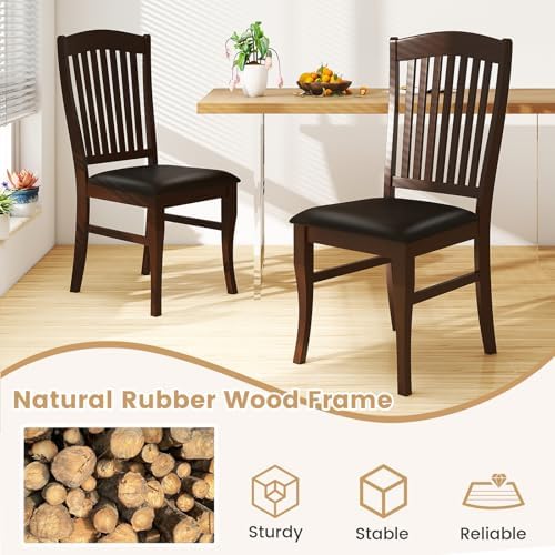 GOFLAME Wooden Dining Chairs Set of 4, Upholstered Kitchen Chairs with PU Lea...