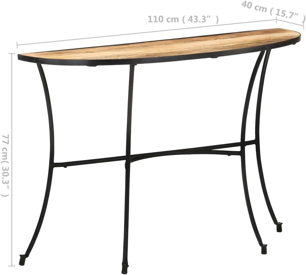Industrial Style Mango Wood Side Table with Black Steel Legs, Solid Mango Woo...