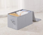 iwill CREATE PRO Pack of 2, Stackable Rigid Storage Containers, Good Size for Clothing, Blankets, Duvets, Pillows Organizer, Dustproof & Washable, Light Gray